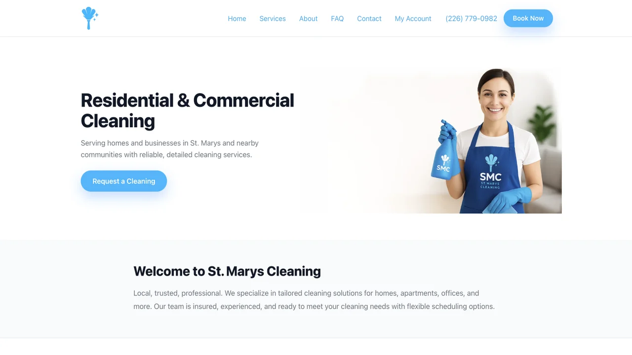 St. Marys Cleaning website